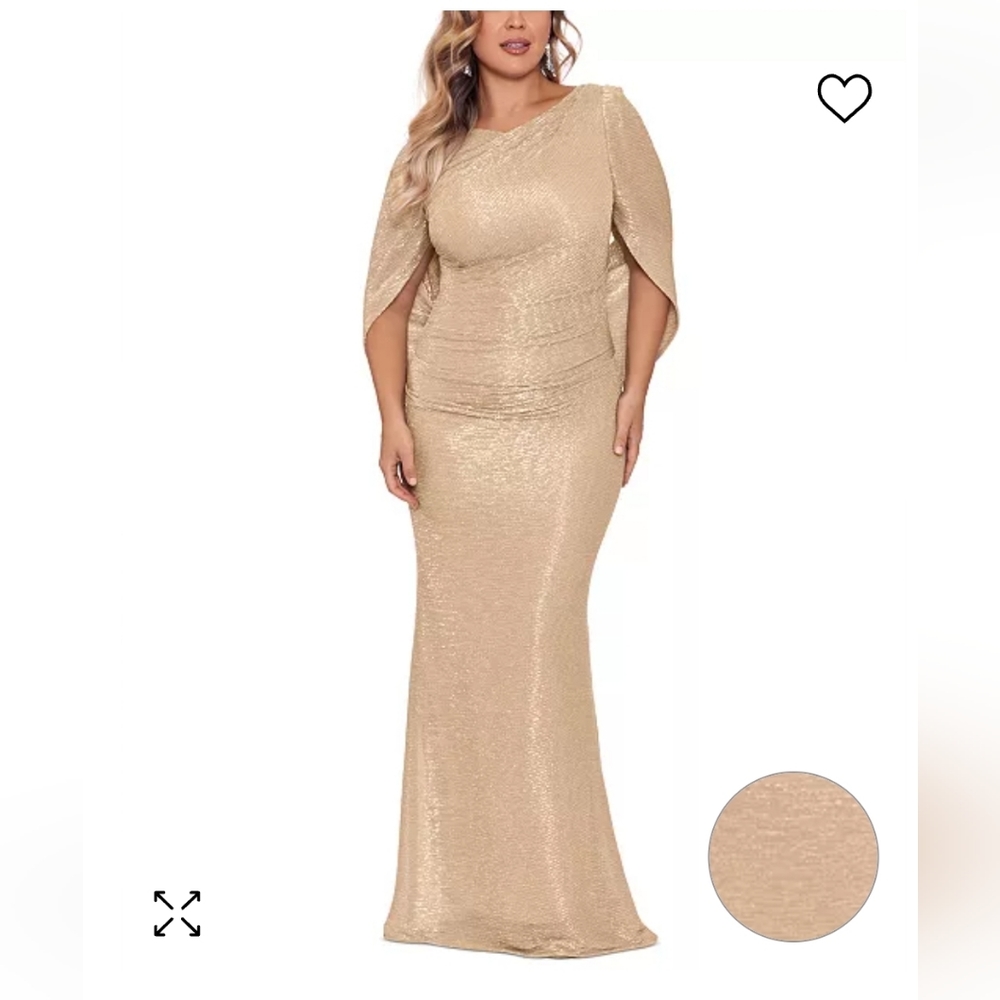 Plus Size Cape Back Metallic Gown sz 20